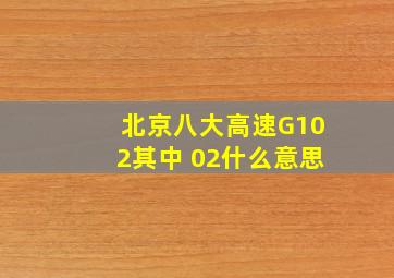 北京八大高速G102其中 02什么意思